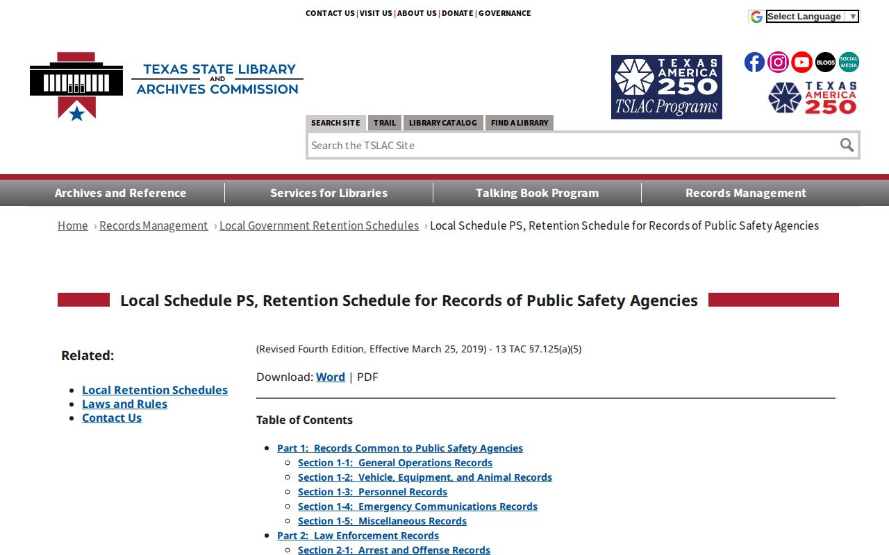 Texas retention rules for Bexar County release records