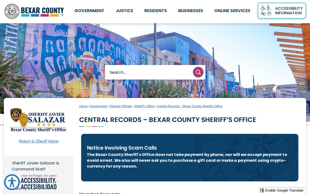 Bexar County 72 hour release record request through Central Records