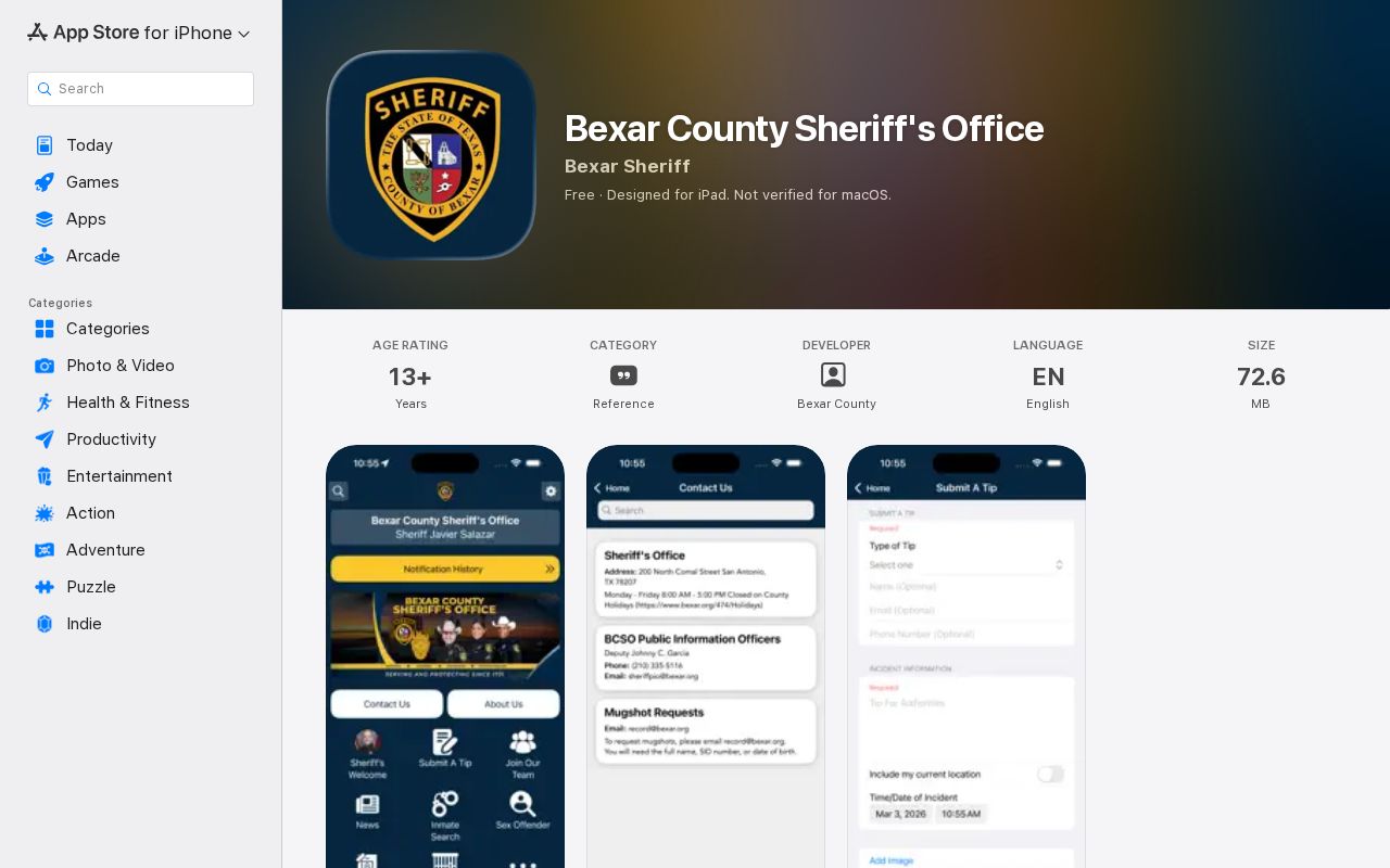 Bexar County Sheriff app limits for 72 hour release records