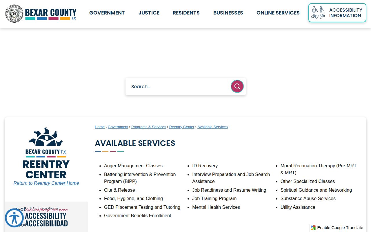 Applewhite Recovery Center Bexar County reentry services after residential program departure