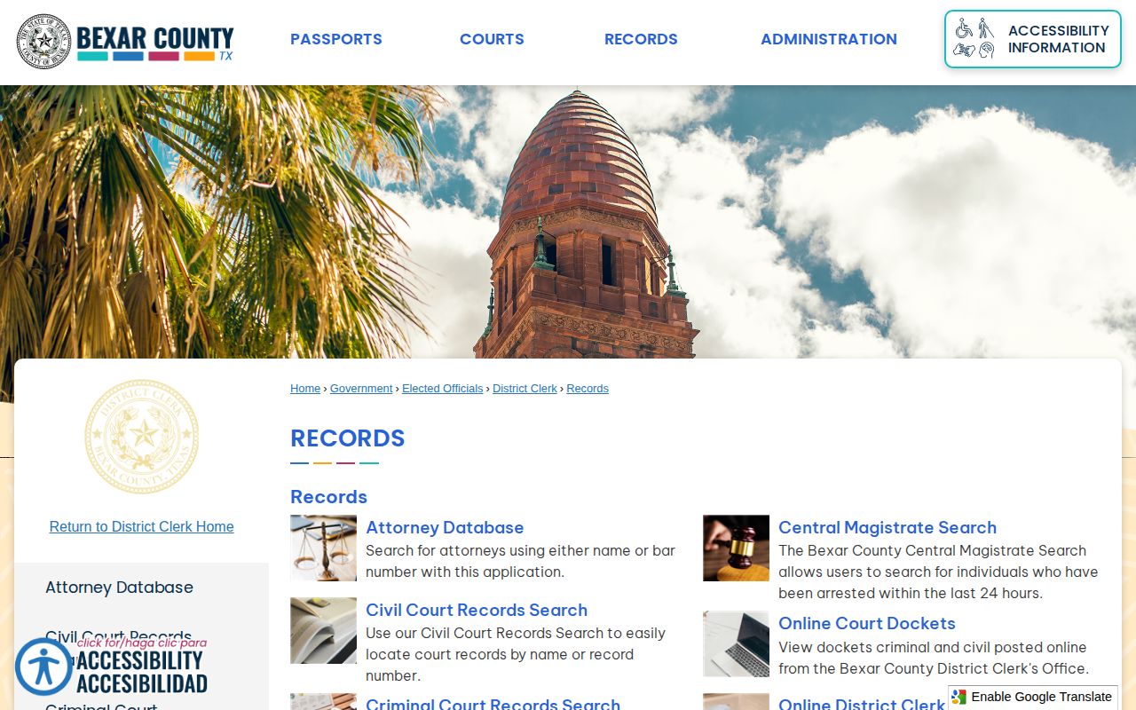 Bexar County released inmate criminal court record routes